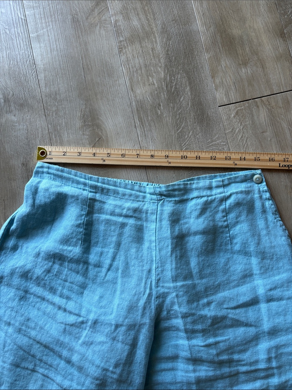 FLAX Light Blue Wide-Leg Linen Chinos Size Small - Picture 2 of 8